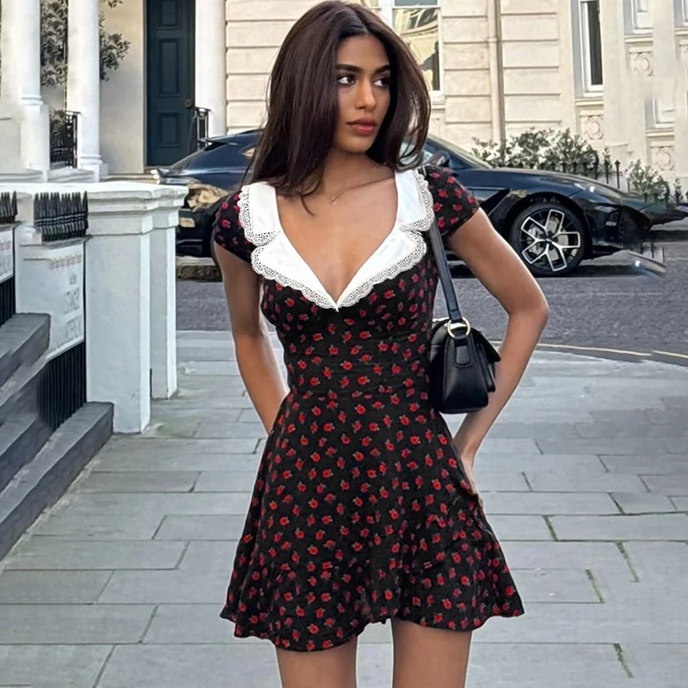 Vintage Printed Mini Dress